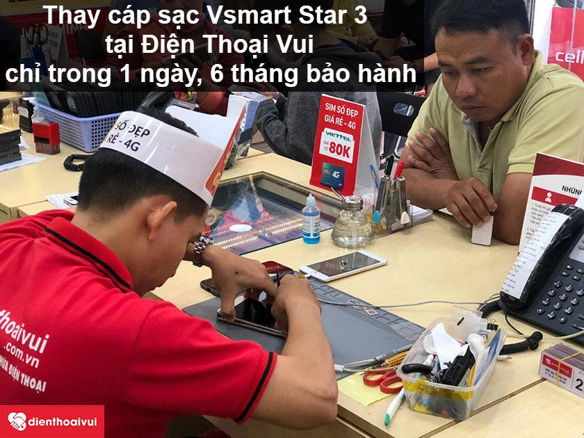 Dịch vụ thay cáp sạc Vsmart Star 3 uy tín, giá cả phải chăng tại Điện Thoại Vui