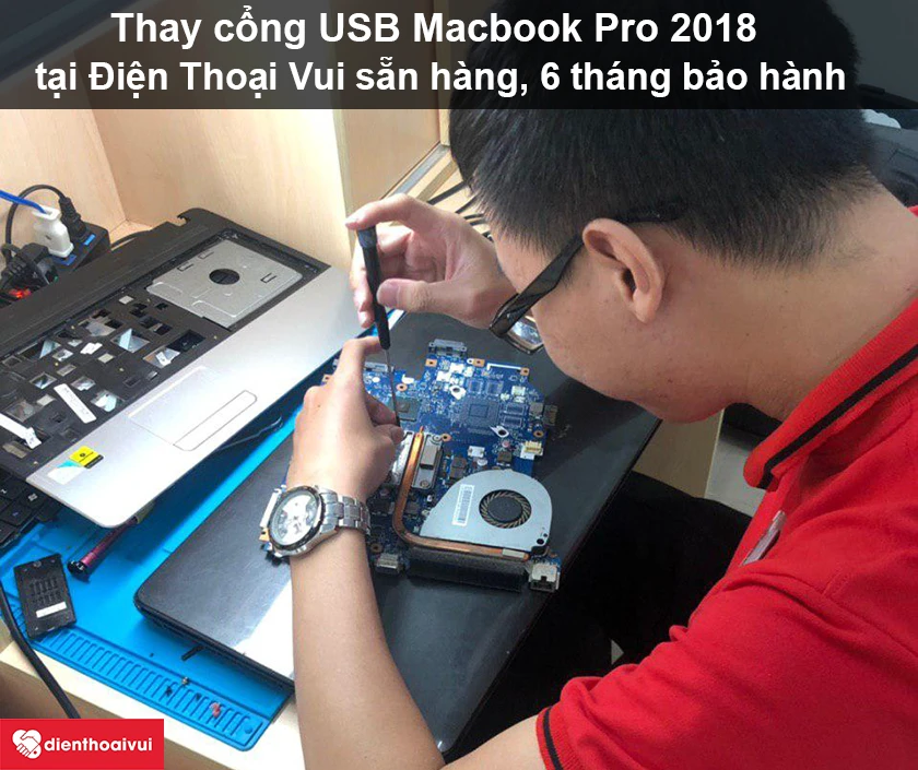 Thay cổng USB Macbook Pro 2018 chính hãng, nhanh chóng tại Điện Thoại Vui