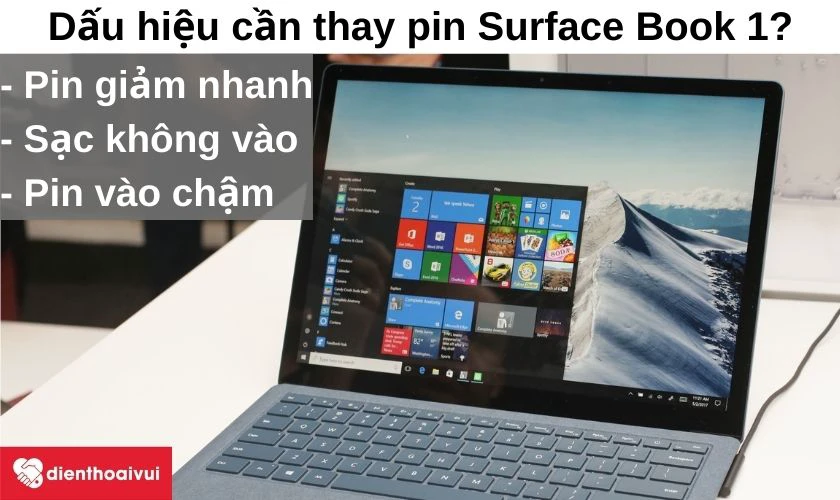 Dấu hiệu cần thay pin Surface Book 1?