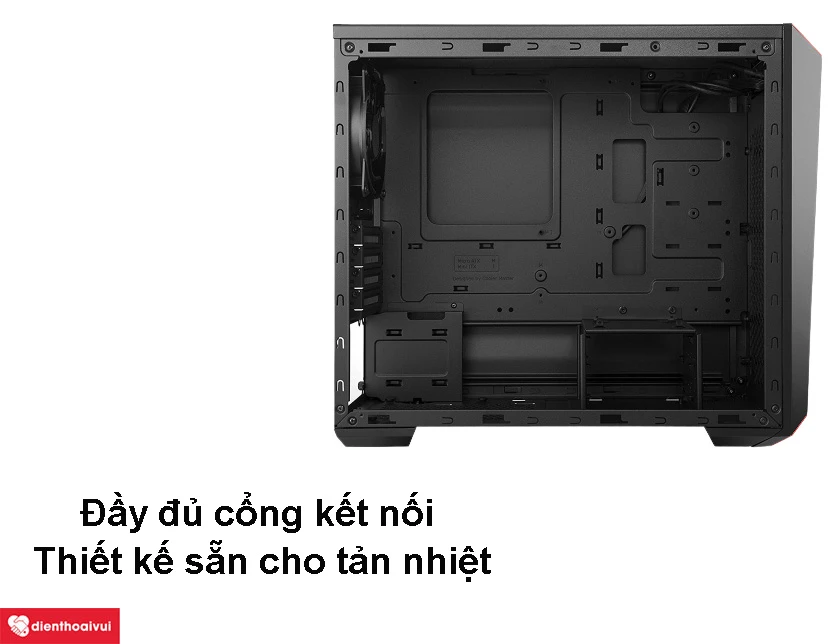 Thùng Case Cooler Master MasterBox Lite 3.1 TG trang bị đầy đủ cổng kết nối với thiết kế sẵn cho tản nhiệt