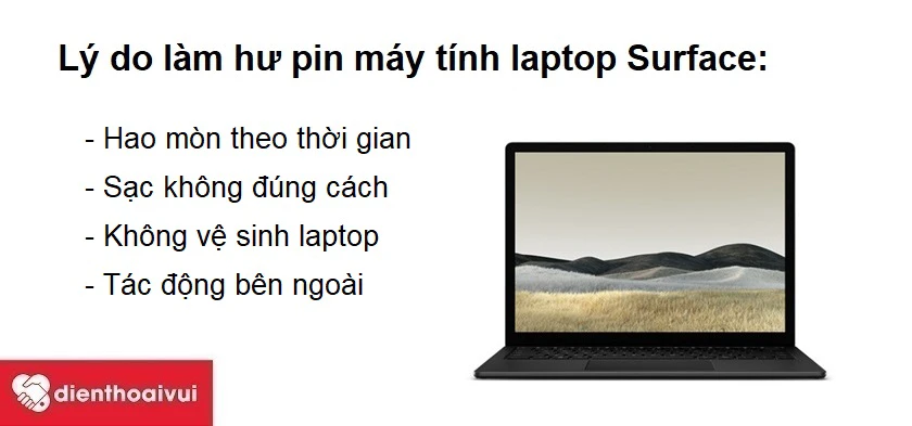 Nguyên nhân dẫn đến pin laptop Surface hị hỏng