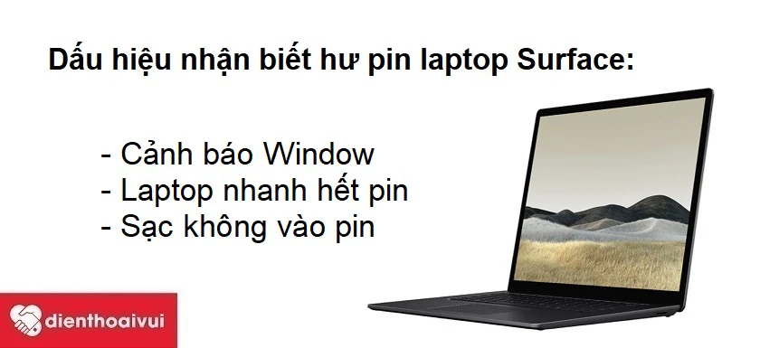 Dấu hiệu nhận biết hư pin laptop Surface