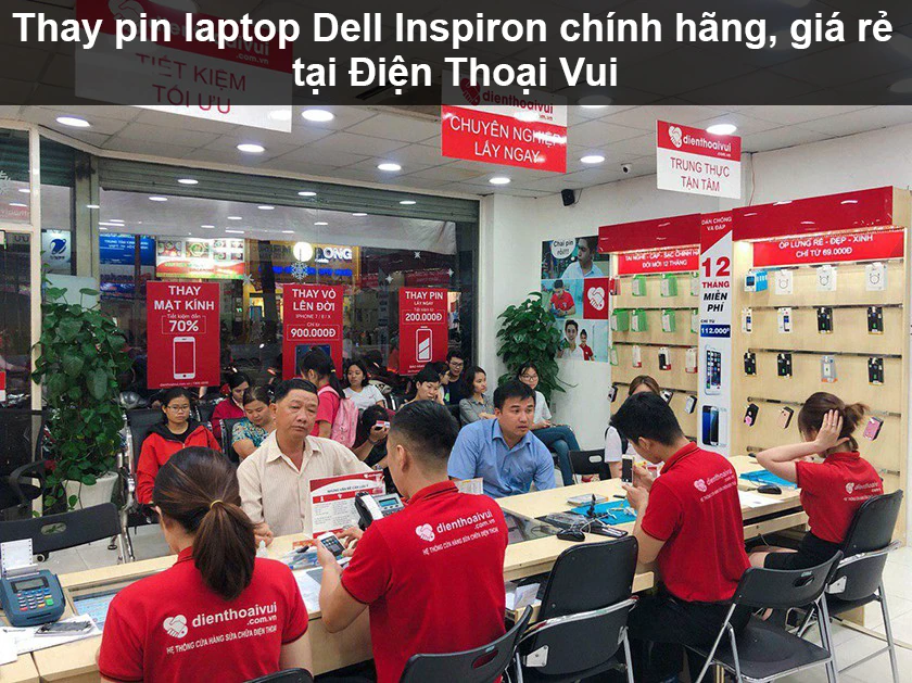 Thay pin laptop Dell Inspiron chính hãng, giá rẻ tại Điện Thoại Vui