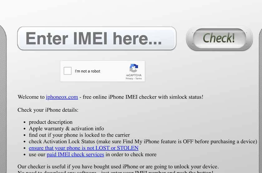 iphoneox - Website check imei iPhone