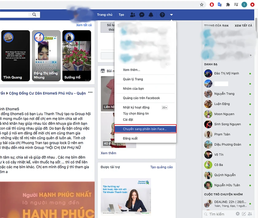 Cách nhảy chính sách tối Facebook bên trên máy tính