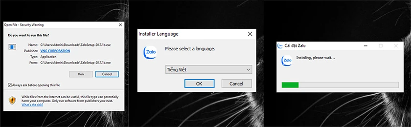Tải Zalo cho máy tính,:phần chọn ngôn ngữ và set-up ban đầu