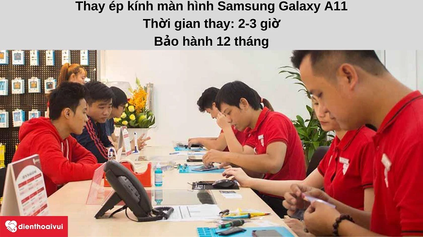Dịch vụ thay ép mặt kính Samsung Galaxy A11 nhanh chóng, bảo hành 12 tháng tại Điện Thoại Vui