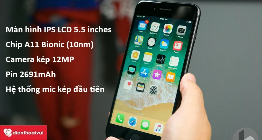 Apple iPhone 8 Plus – Chip A11 Bionic hiệu suất cao, hệ thống mic kép