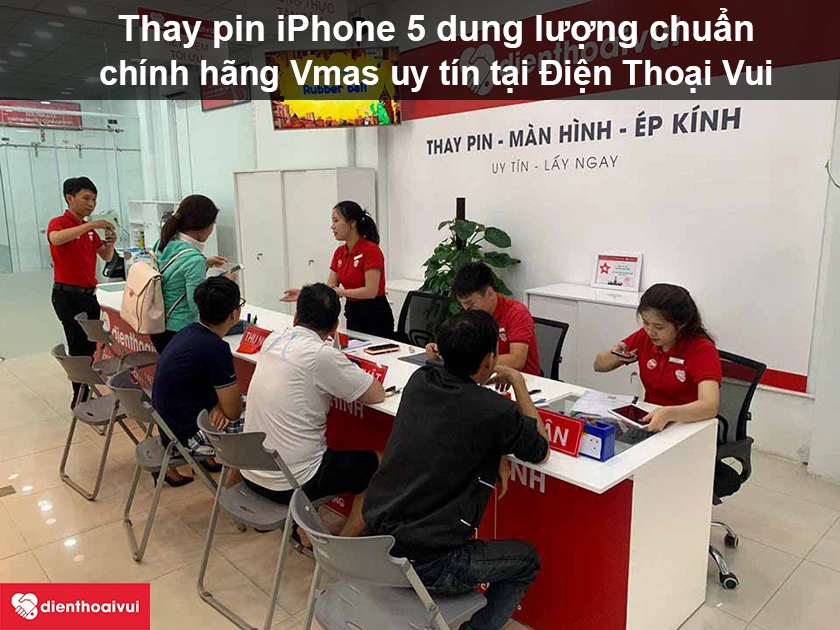Thay pin iPhone 5 dung lượng chuẩn chính hãng Vmas uy tín tại Điện Thoại Vui