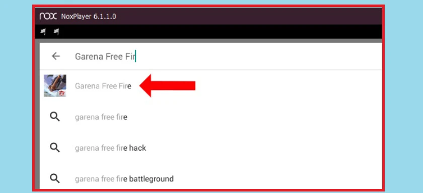 Bạn ấn vào tìm kiếm tại giao diện phần mềm giả lập để tìm Free fire về cài đặt cho máy chủ