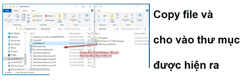 thực hiện thao tác Copy file “TeamViewer_Reset.exe”