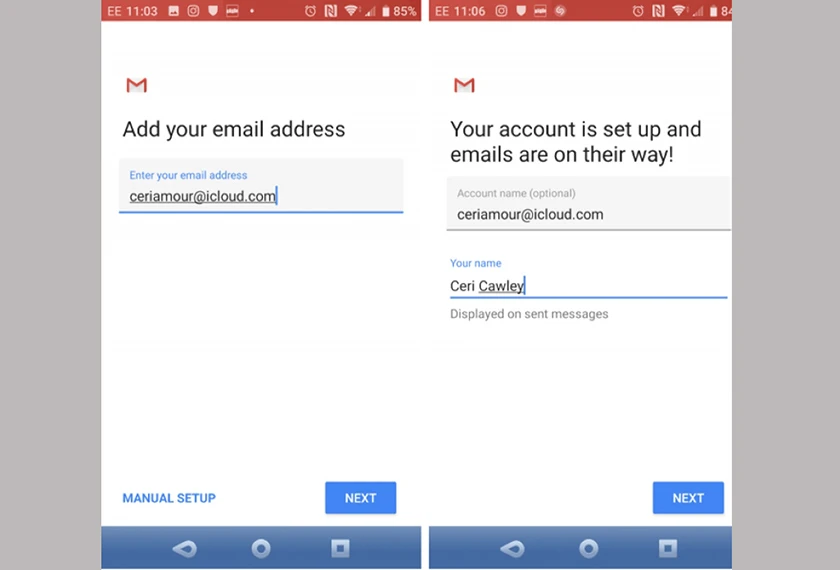 Bạn nhận địa chỉ email iCloud vừa truy cập cùng mật khẩu, sau đó bấm Next để đăng nhập icloud