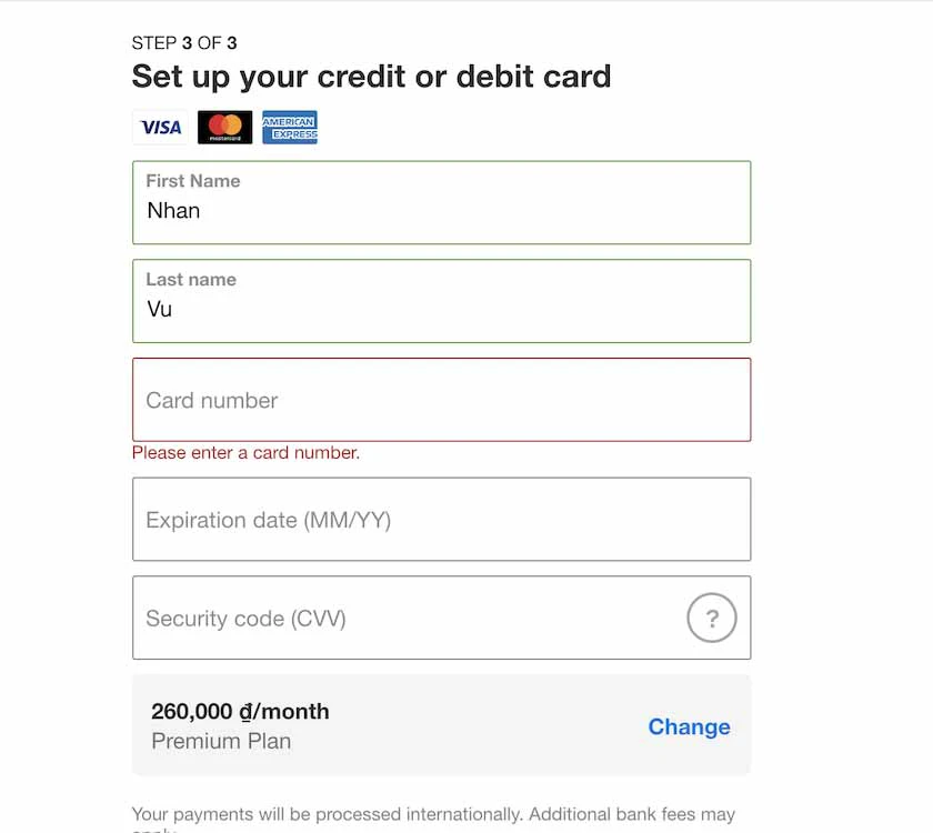 Đăng ký Netflix bằng thẻ Visa