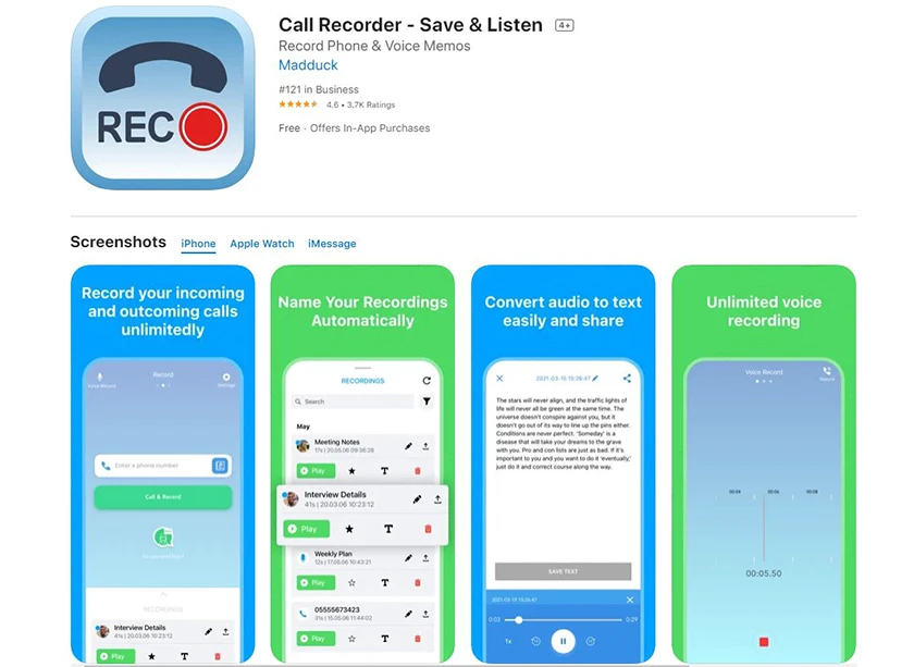 Phần mềm ghi âm cuộc gọi Call Recorder Save & Listen