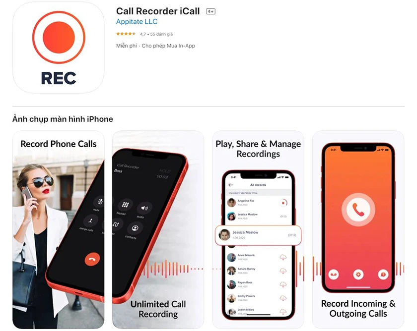 Phần mềm ghi âm cuộc gọi Call Recorder iCall