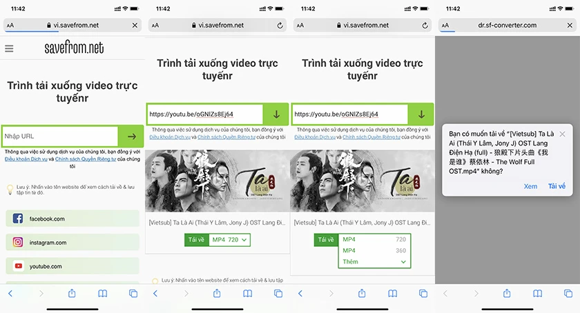 Tải video Youtube về iPhone, Android qua website