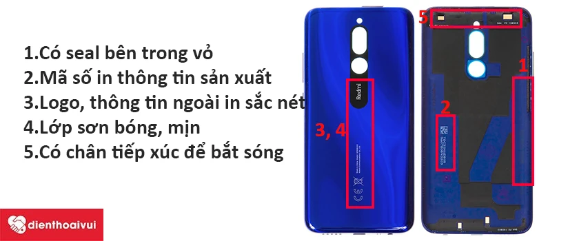 Nhận biết vỏ Xiaomi redmi 8 chính hãng
