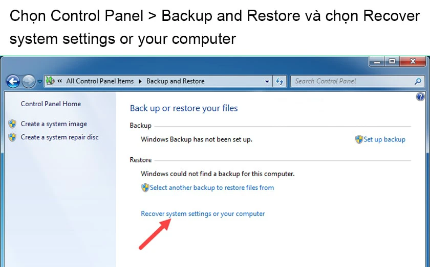 Cách reset laptop win 7 bằng Control Panel