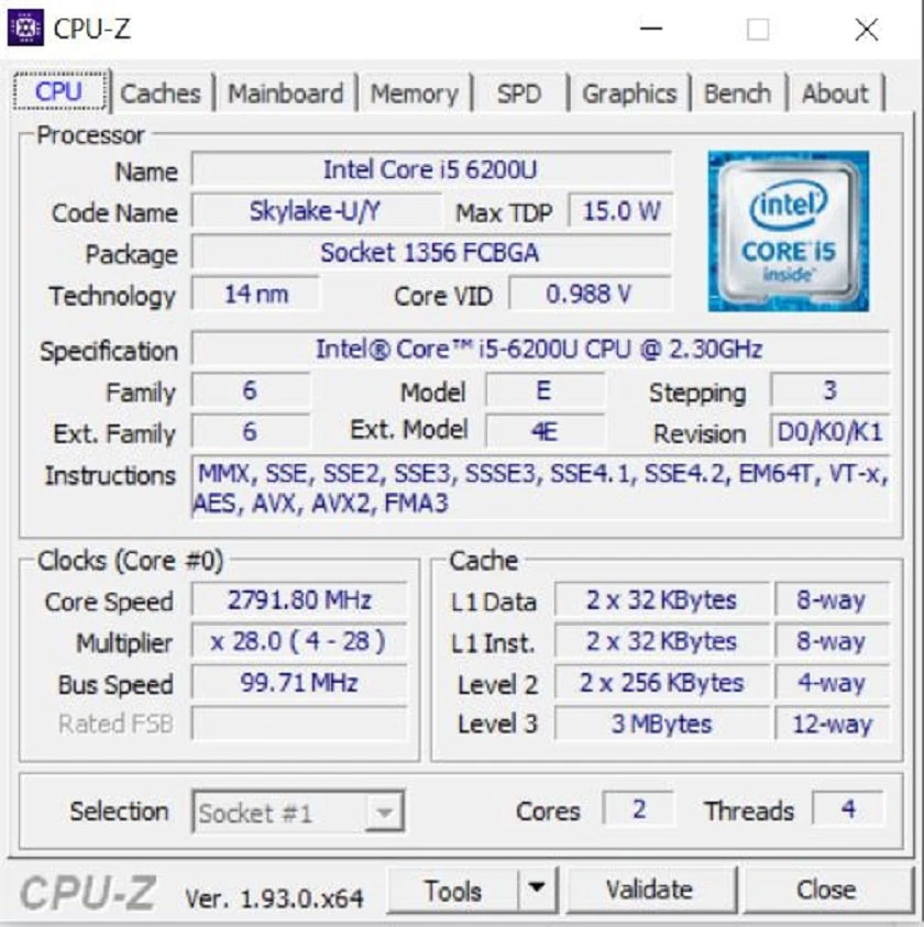 Phần mềm xem cấu hình laptop CPU-Z