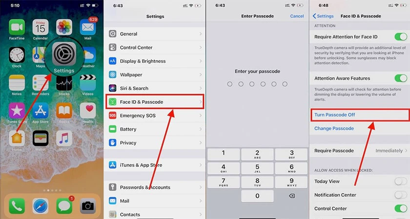 Nhập mật khẩu hiện tại để hoàn tất quá trình xóa mật khẩu trên iPhone
