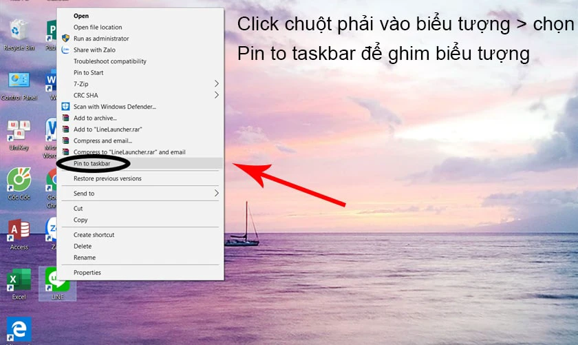 Pin và unpin các ứng dụng trên thanh Taskbar