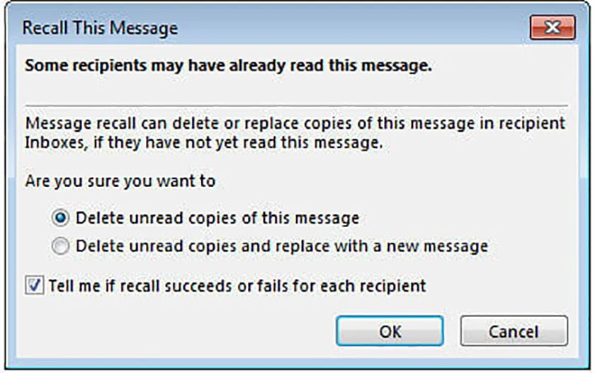 Cách thu hồi email đã gửi trong Outlook