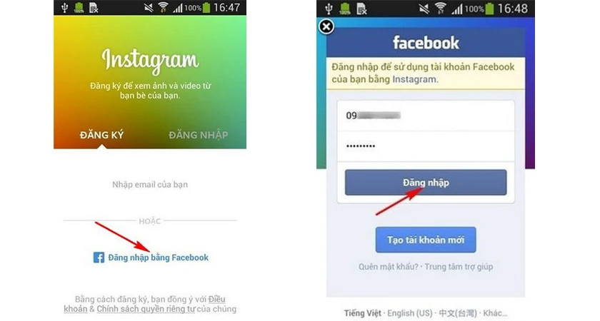 Cách đăng ký instagram trên máy tính bằng Facebook