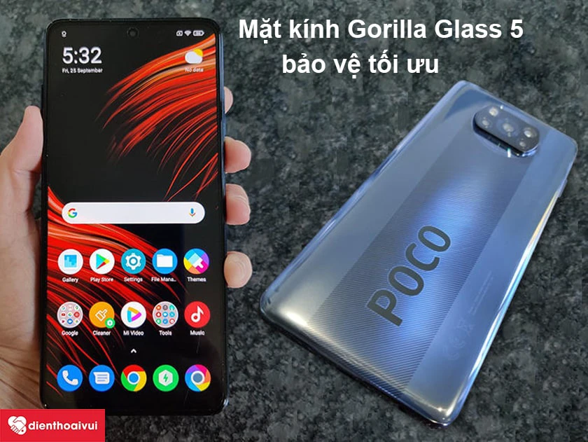 Xiaomi Poco X3 NFC – Kính Gorilla Glass 5 bảo vệ hiệu quả