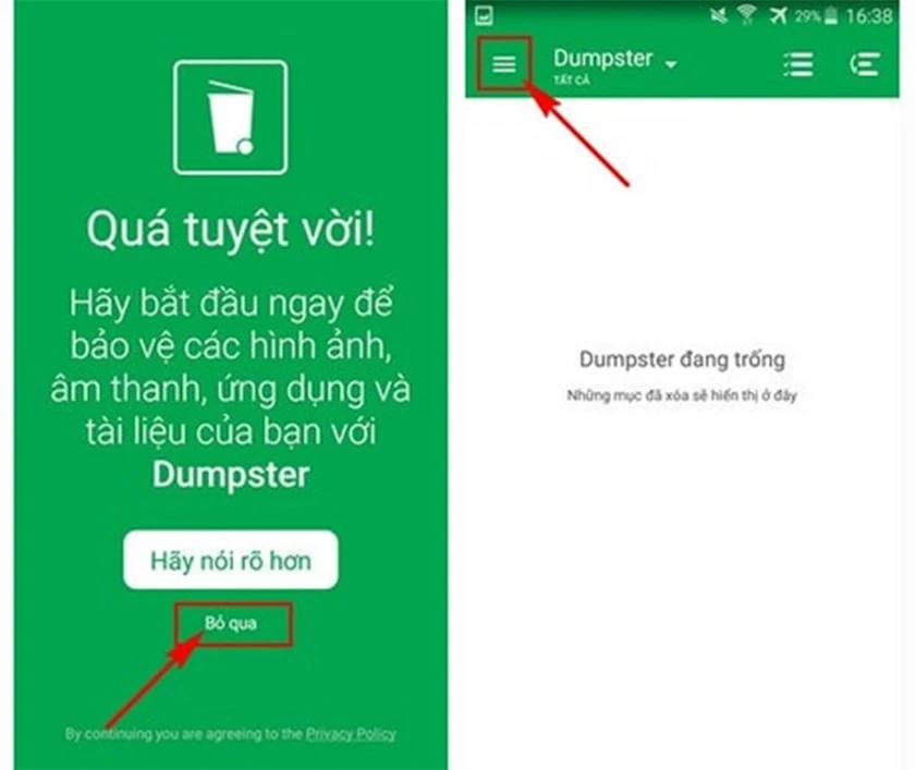 Cách khôi phục file trên điện thoại với ứng dụng Dumpster