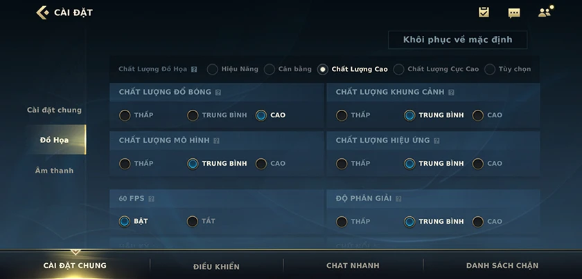 Cách cài setting liên minh tốc chiến cấu hình Liên Minh Tốc Chiến Mobile