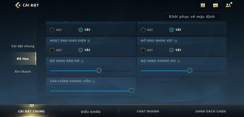setting liên minh tốc chiến Setting Graphic (cài đặt cấu hình)