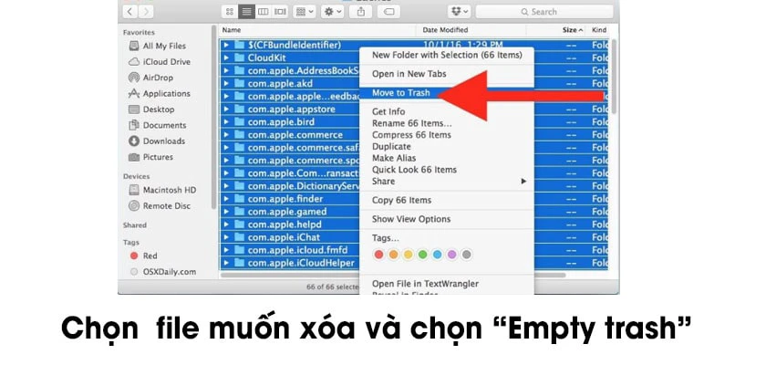 Cách xóa file trên Macbook bằng phương pháp thủ công