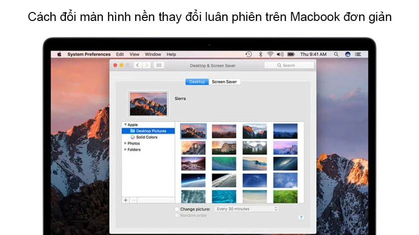 Cách thay đổi hình nền Macbook Air, Macbook Pro tự động