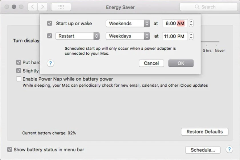 Hẹn giờ bật- tắt máy trên Macbook
