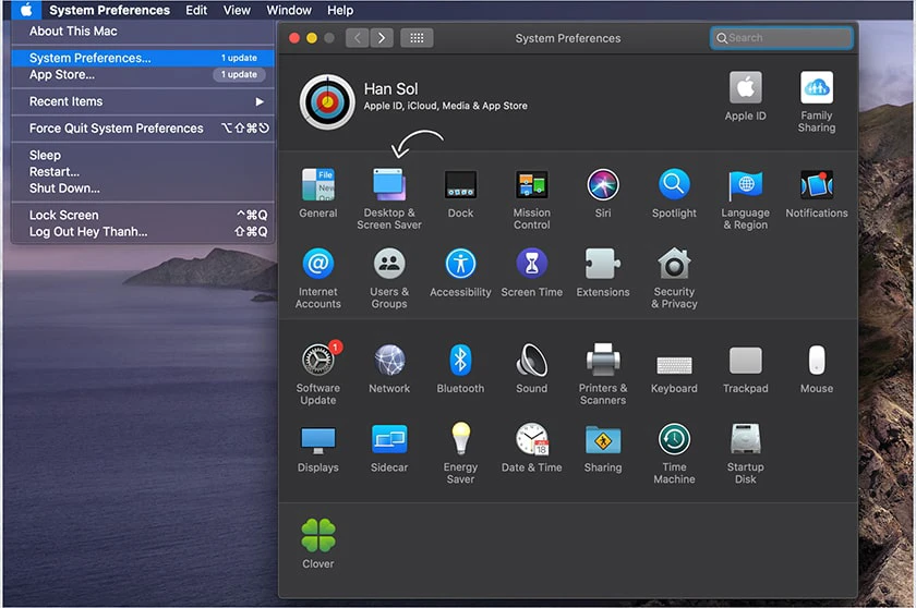 Chọn Desktop & Screen Saver