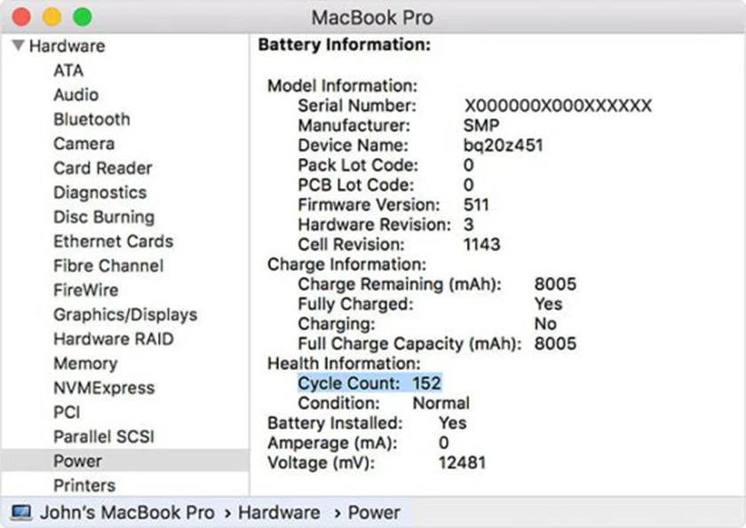 hướng dẫn cách kiểm tra, test máy Macbook Retina Air / Pro cũ - pin