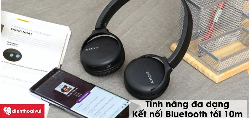 Tai nghe Bluetooth chụp tai SONY WH-CH510 tính năng đa dạng, kết nối bluetooth tới 10m