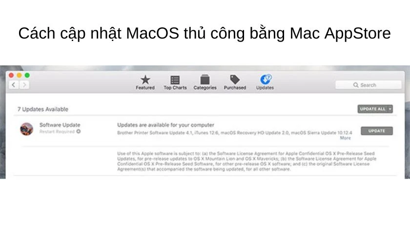 Cài đặt cập nhật Mac OS tự động bằng Mac App Store
