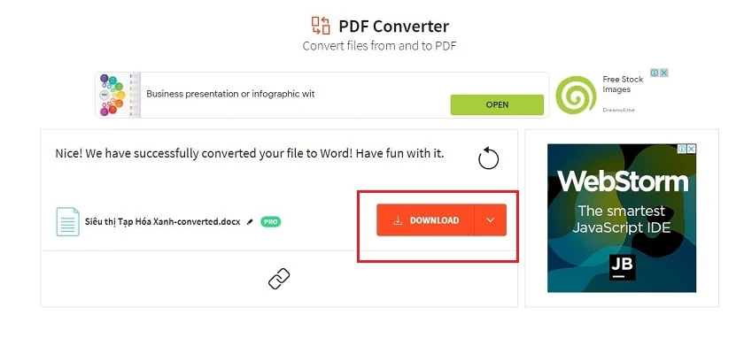 Sử dụng công cụ chuyển file PDF sang Word: Smallpdf