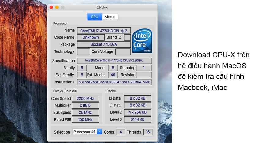 Download CPU-Z cho máy tính trên MacOS