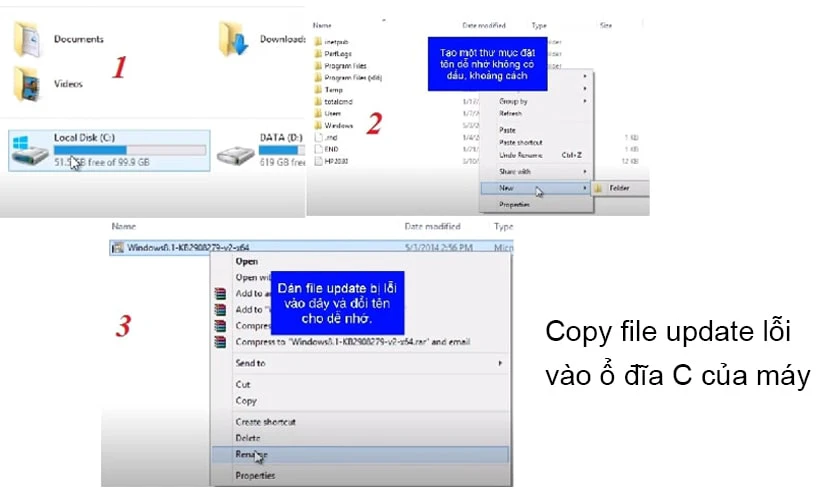 Copy file Update lỗi vào ổ C