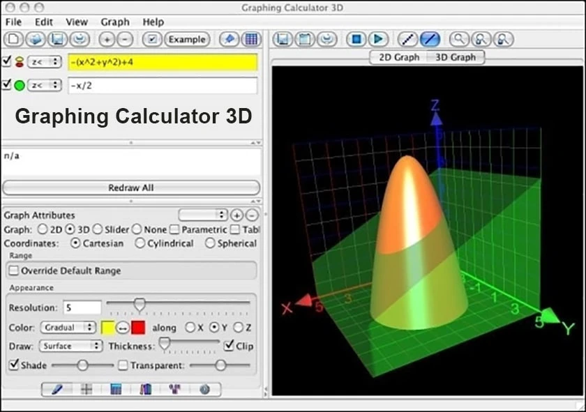 Phần mềm Graphing Calculator 3D