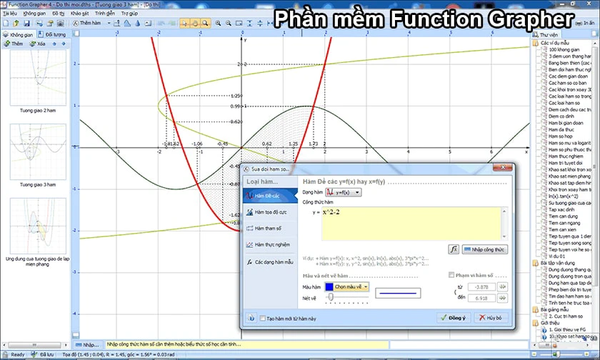 Phần mềm vẽ đồ thị online Function Grapher