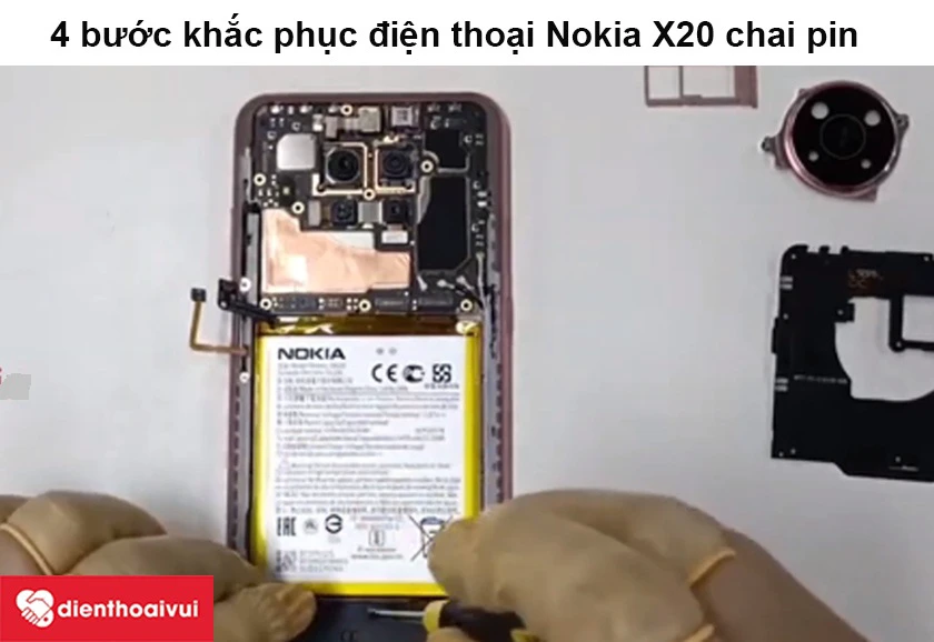 Hướng dẫn cách khắc phục sửa chữa pin điện thoại Nokia X20 chai pin