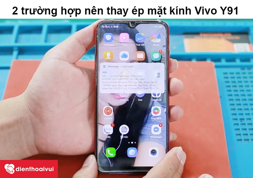 thay kính Vivo Y91