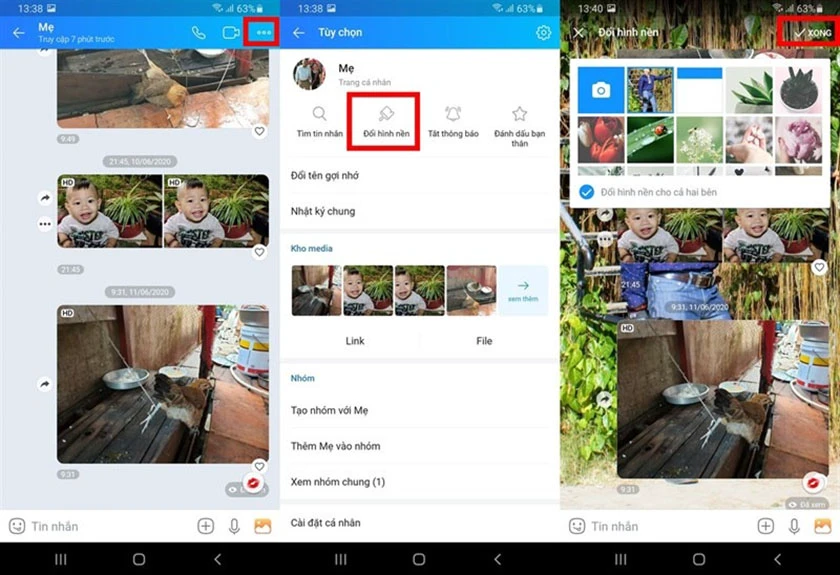 Thay đổi hình nền cho khung chat