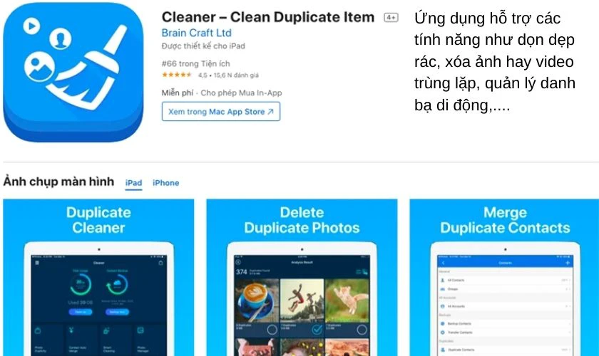 Dọn dẹp rác iPhone bằng Cleaner – Clean Duplicate Item