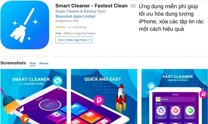 dọn rác iphone bằng Smart Cleaner – Fastest Clean
