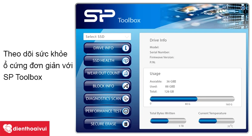 Phần mềm SP Toolbox theo dõi sức khỏe ổ cứng đơn giản, độ bền cao