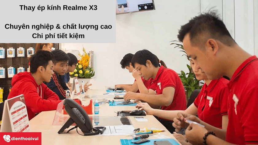 thay ép kính Realme X3